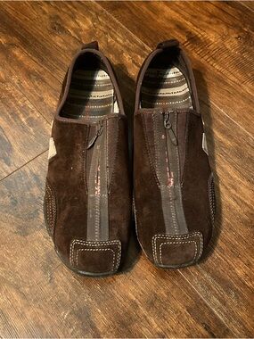 Merrell Barrado Slip On-Brown Leather Zip-Up Casual Shoes Women US 9